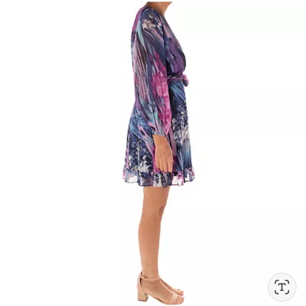 Bleecker 126 Faux Wrap Dress . Size 22 W. Purple/ Pink/ Blue/ White - Picture 13 of 16